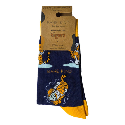 Save The Sport Tiger Navy Womens Novelty Crew Socks Adult One Size
