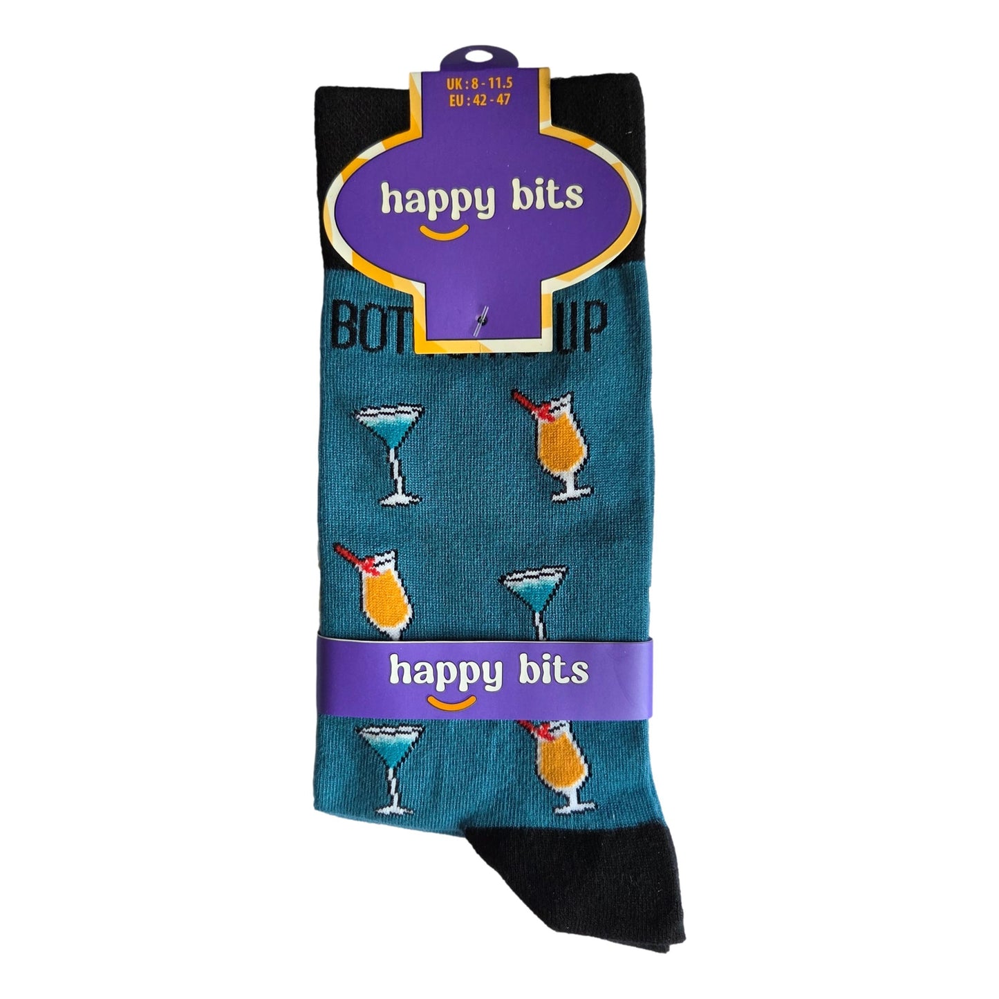 Bottoms Up Cocktails Unisex Novelty Ankle Socks Adult UK Size 8-11.5