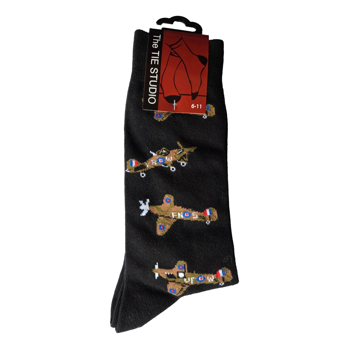 Hawker Hurricane on black Unisex Novelty Crew Socks Adult Size 6-11