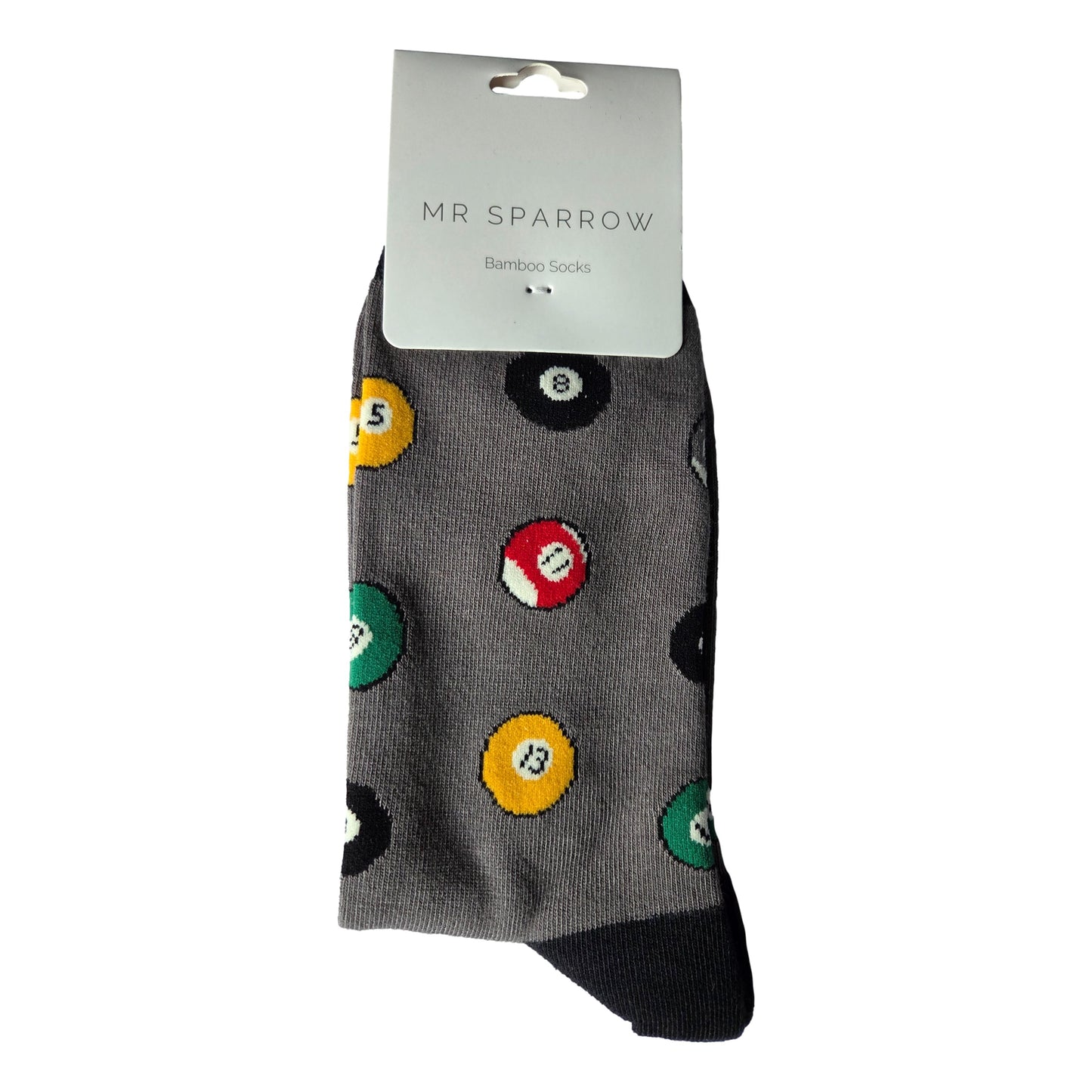 Pool Balls on Grey Mens Novelty Ankle Socks Adult One Size