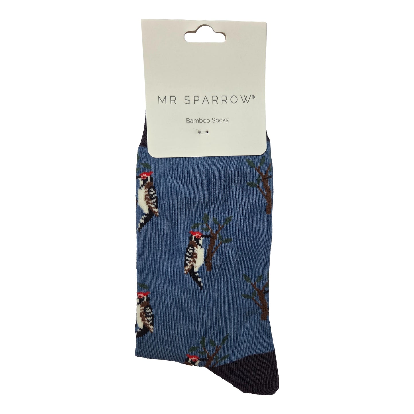 Woodpeckers on Denim Mens Novelty Ankle Socks Adult One Size