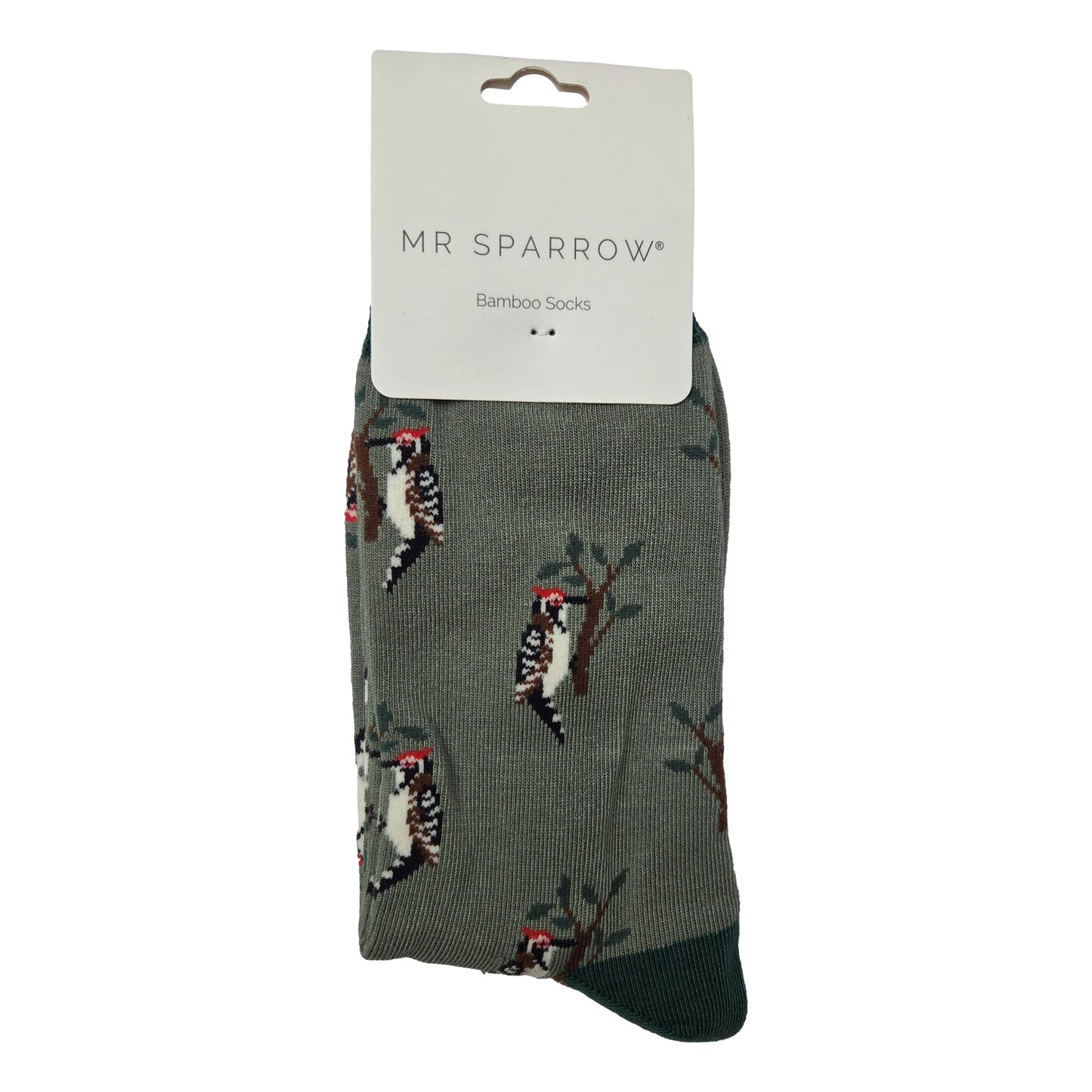 Woodpeckers on Green Mens Novelty Ankle Socks Adult One Size