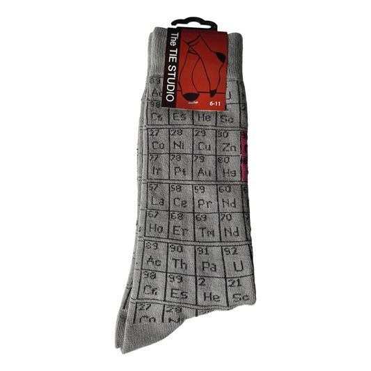 Periodic Table on Grey Unisex Novelty Crew Socks Adult Size 6-11