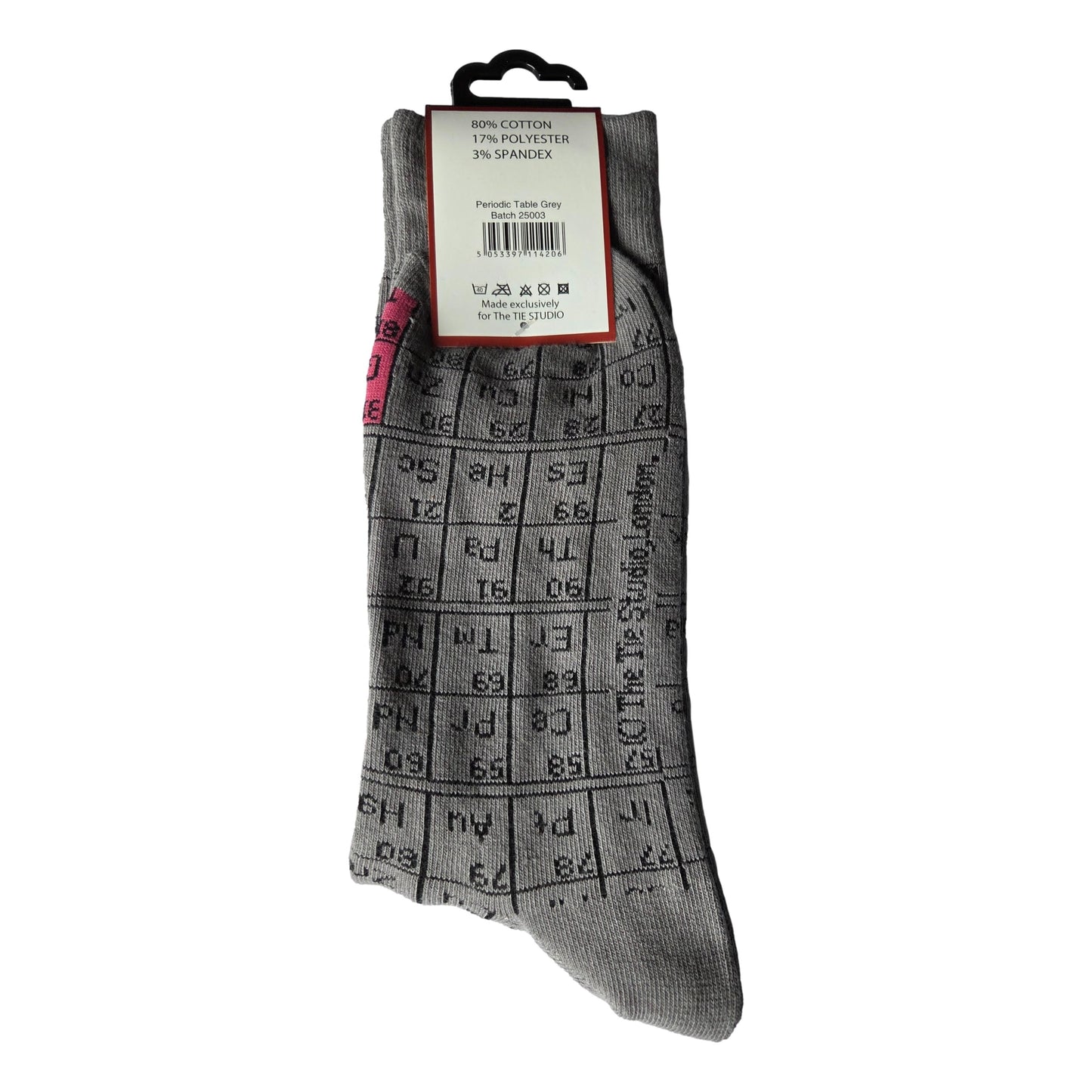 Periodic Table on Grey Unisex Novelty Crew Socks Adult Size 6-11