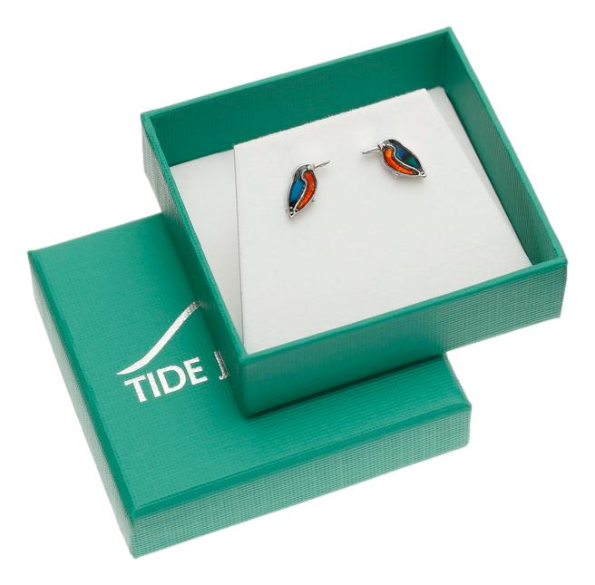 Kingfisher Paua shell rhodium-plated earstuds