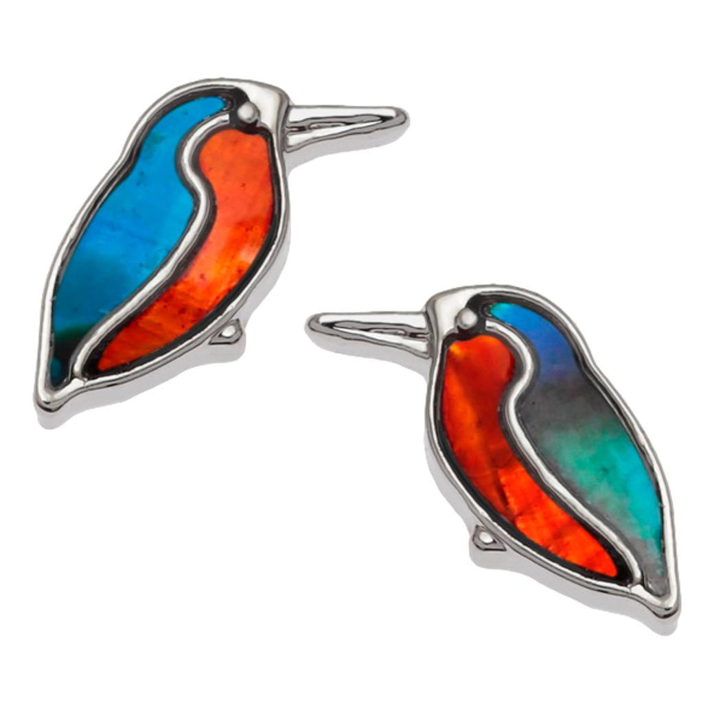 Kingfisher Paua shell rhodium-plated earstuds