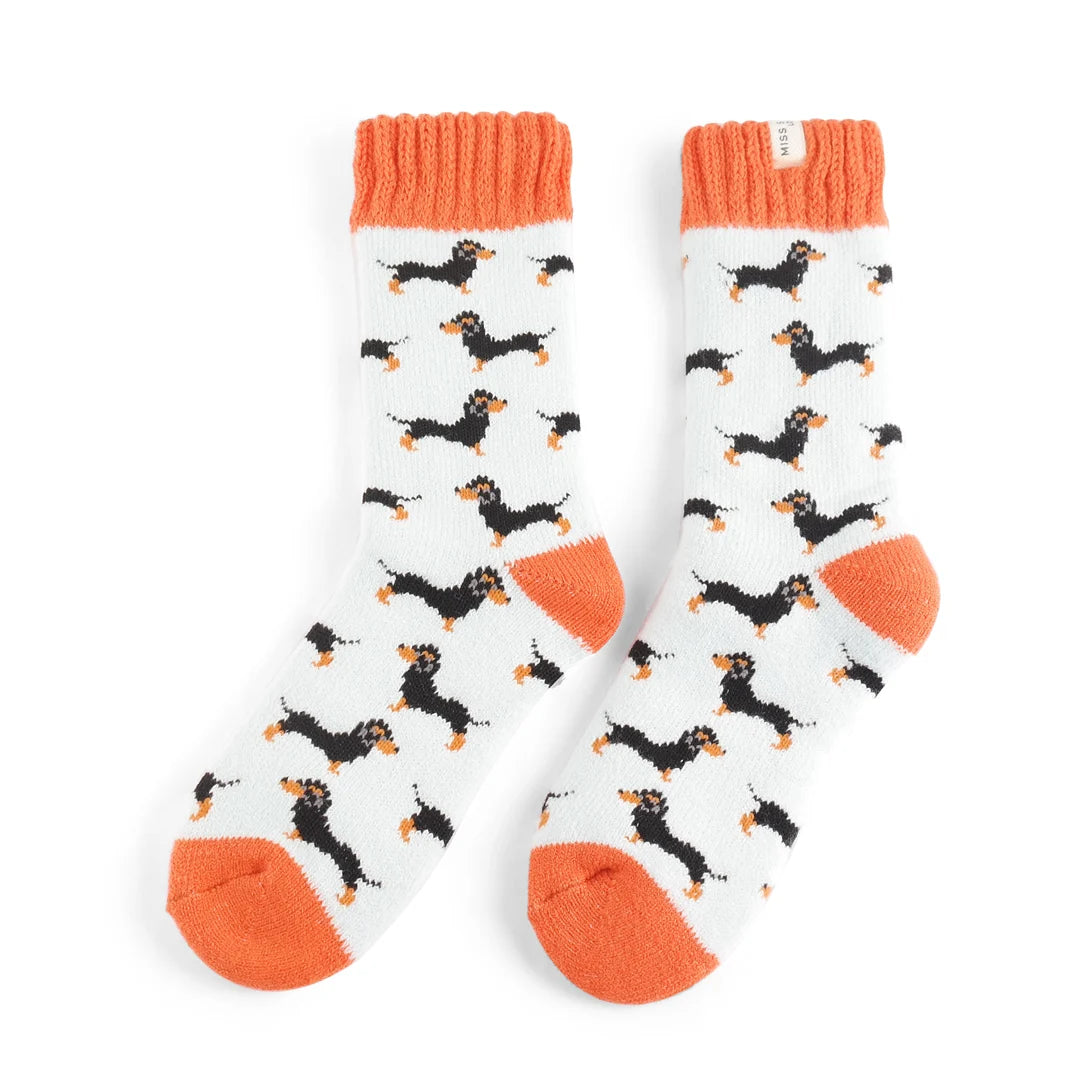 Winter Little Sausage Dogs Duck Egg Womens Novelty Ankle Socks Adult One Size