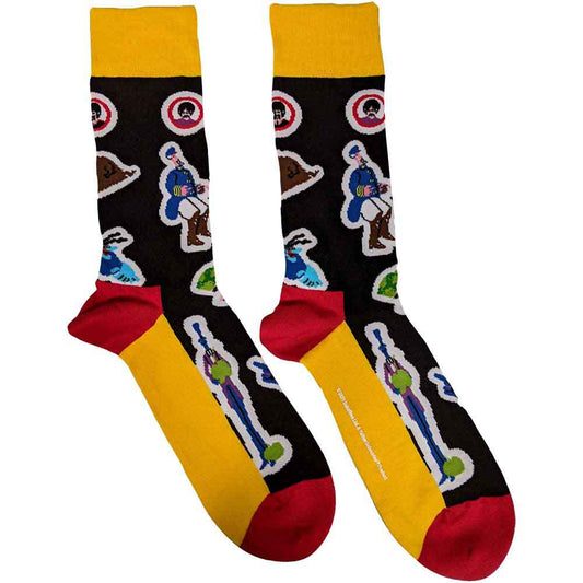 The Beatles Yellow Submarine Potholes and Characters Black Unisex Adult Ankle Socks