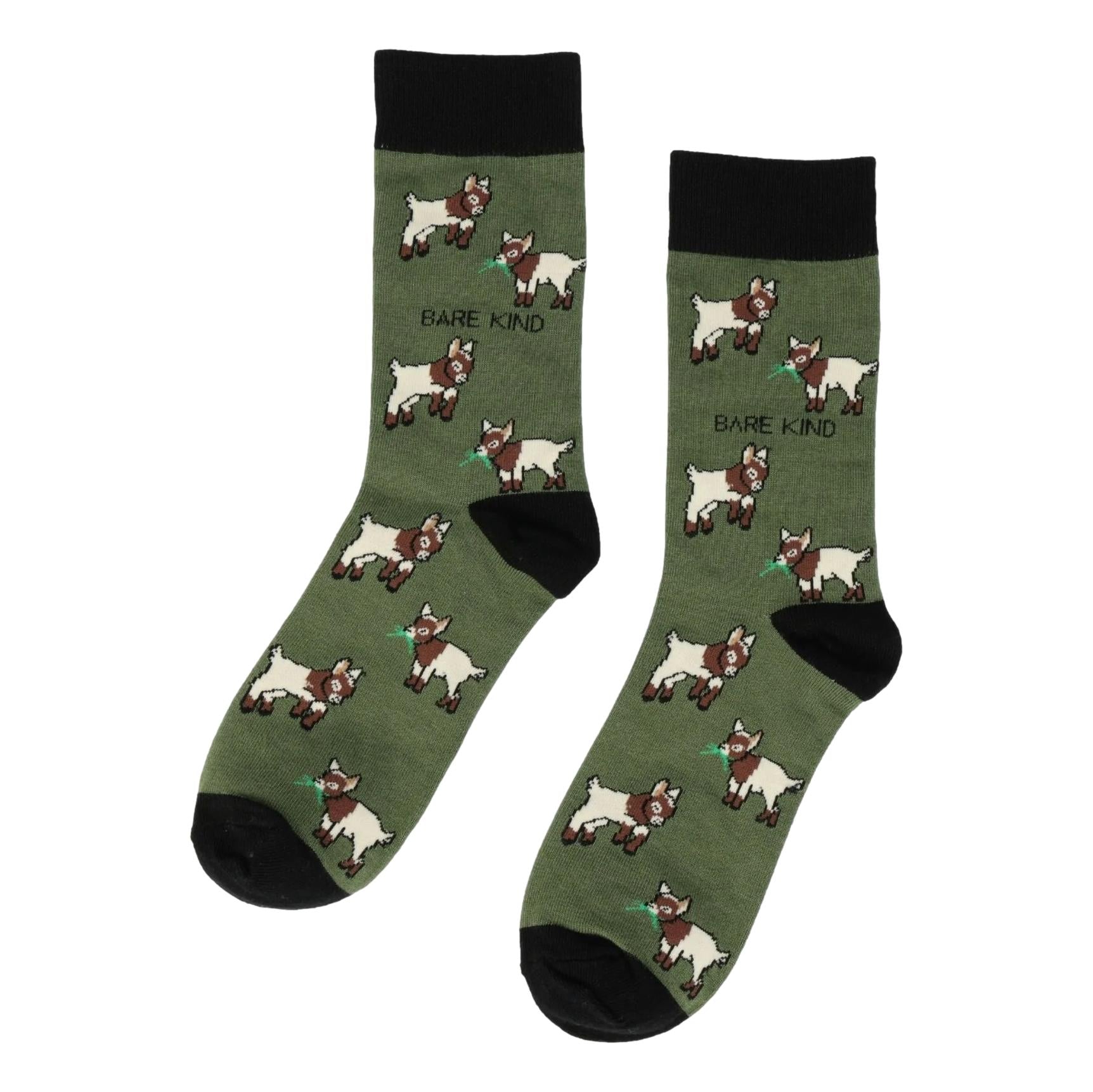 Save The Goats Dark Green Womens Novelty Crew Socks Adult One Size image 0