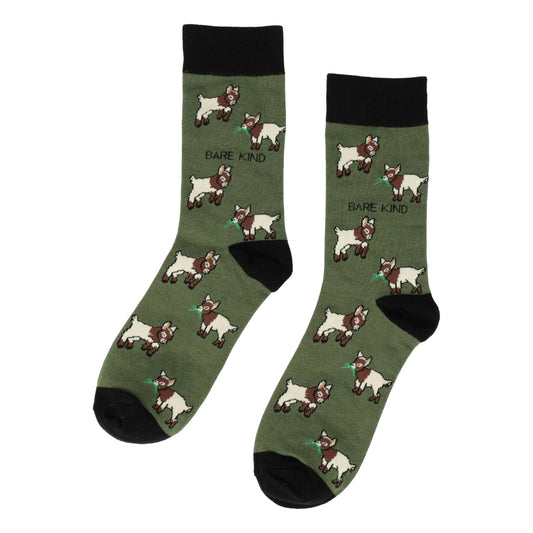 Save The Goats Dark Green Womens Novelty Crew Socks Adult One Size image 0