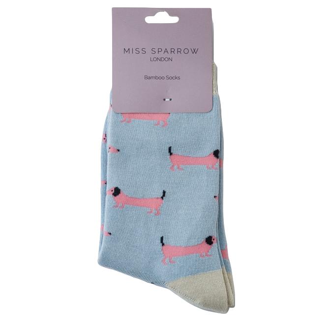 Sausage Dog Powder Blue Womens Novelty Ankle Socks Adult One Size image 0