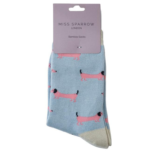 Sausage Dog Powder Blue Womens Novelty Ankle Socks Adult One Size image 0