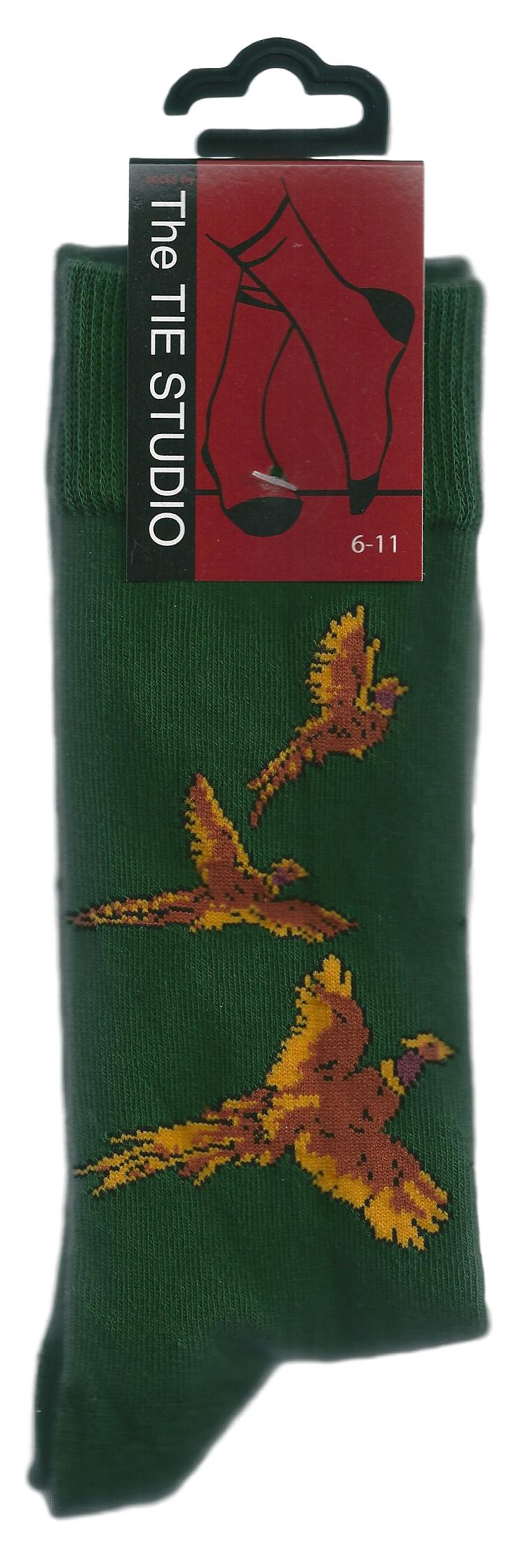 Flying Pheasants Game Birds Unisex Novelty Green Ankle Socks Adult Size 6-11 image 1