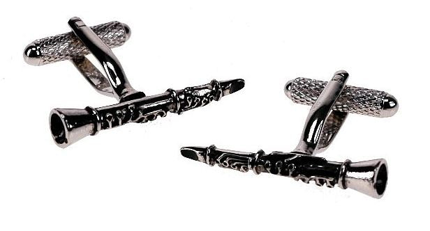 Clarinet silver-plated torpedo cufflinks in padded gift box image 2