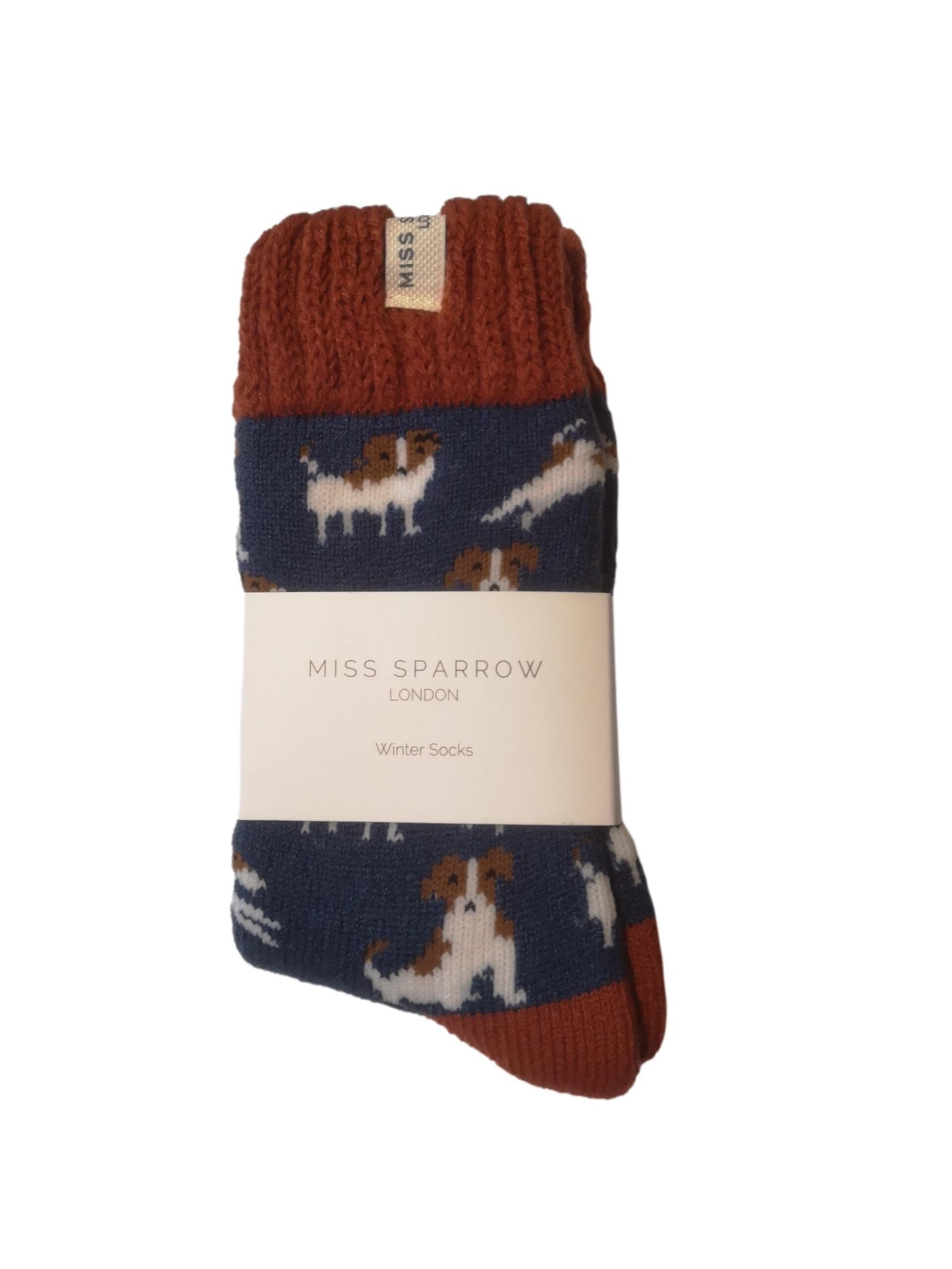 Winter Jack Russell Dog Navy Womens Novelty Ankle Socks Adult One Size image 2