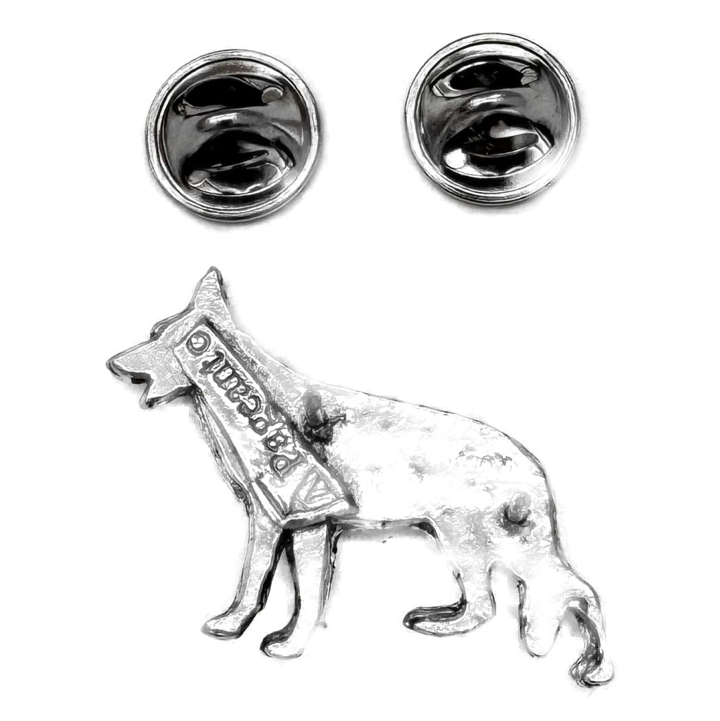 German Shepherd Dog polished pewter metal lapel pin badge image 3
