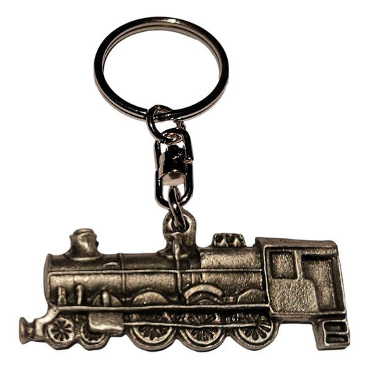 Steam Train Engine pewter metal keyring image 0