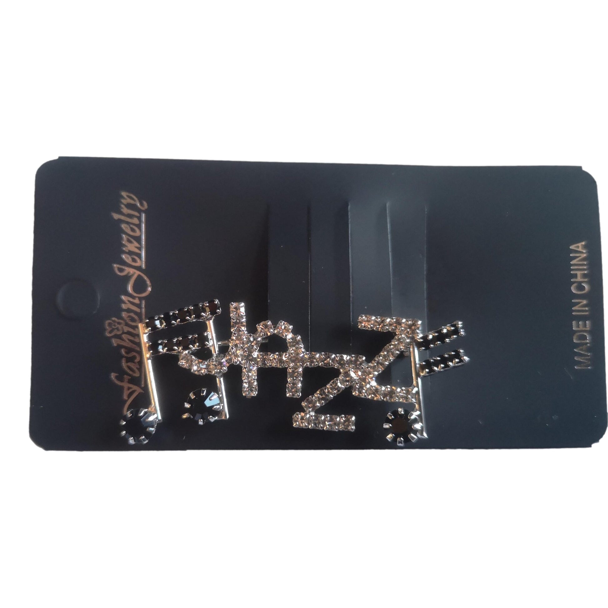 JAZZ Music Notes Star diamante crystal pin brooch image 2