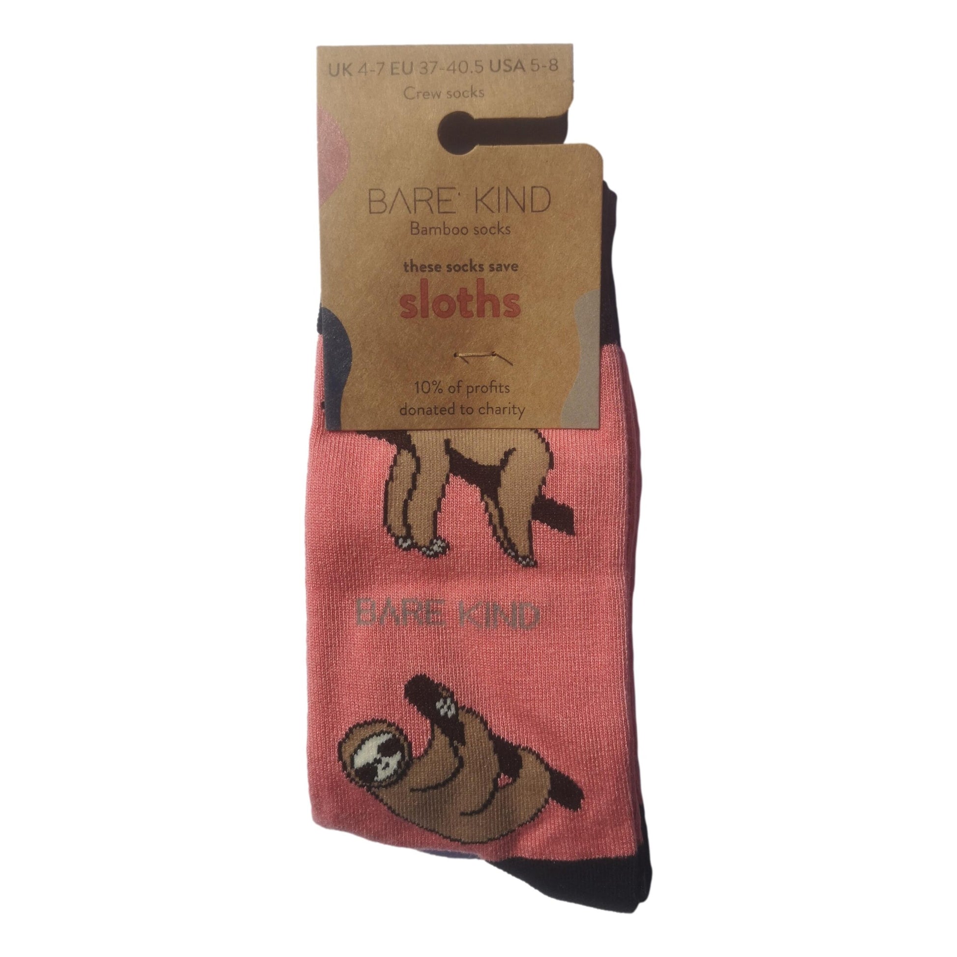 Save The Sloths Pink Novelty Ankle Socks Adult UK Size 4-7 image 1