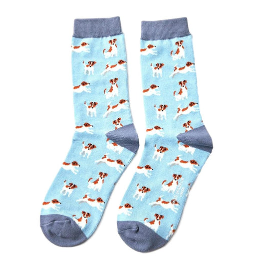 Jack Russell Dog Powder Blue Womens Novelty Ankle Socks Adult One Size image 0