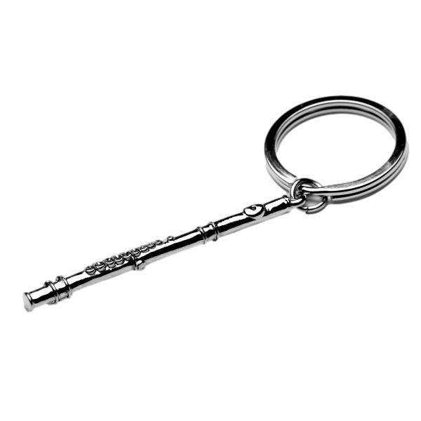 Flute polished silver-plated keyring image 0
