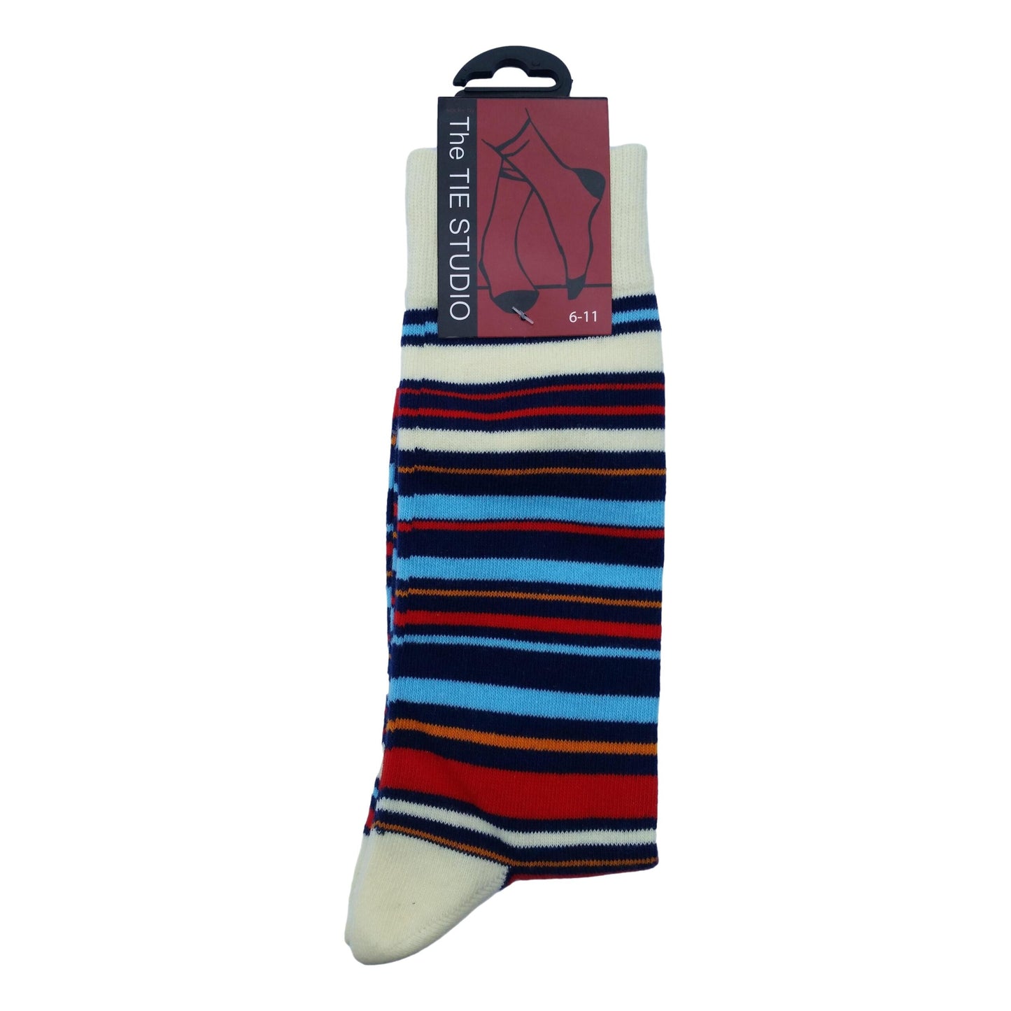Multicoloured Stripes Groovy Cottonrich Unisex Novelty Ankle Socks UK Size 6-11 image 0