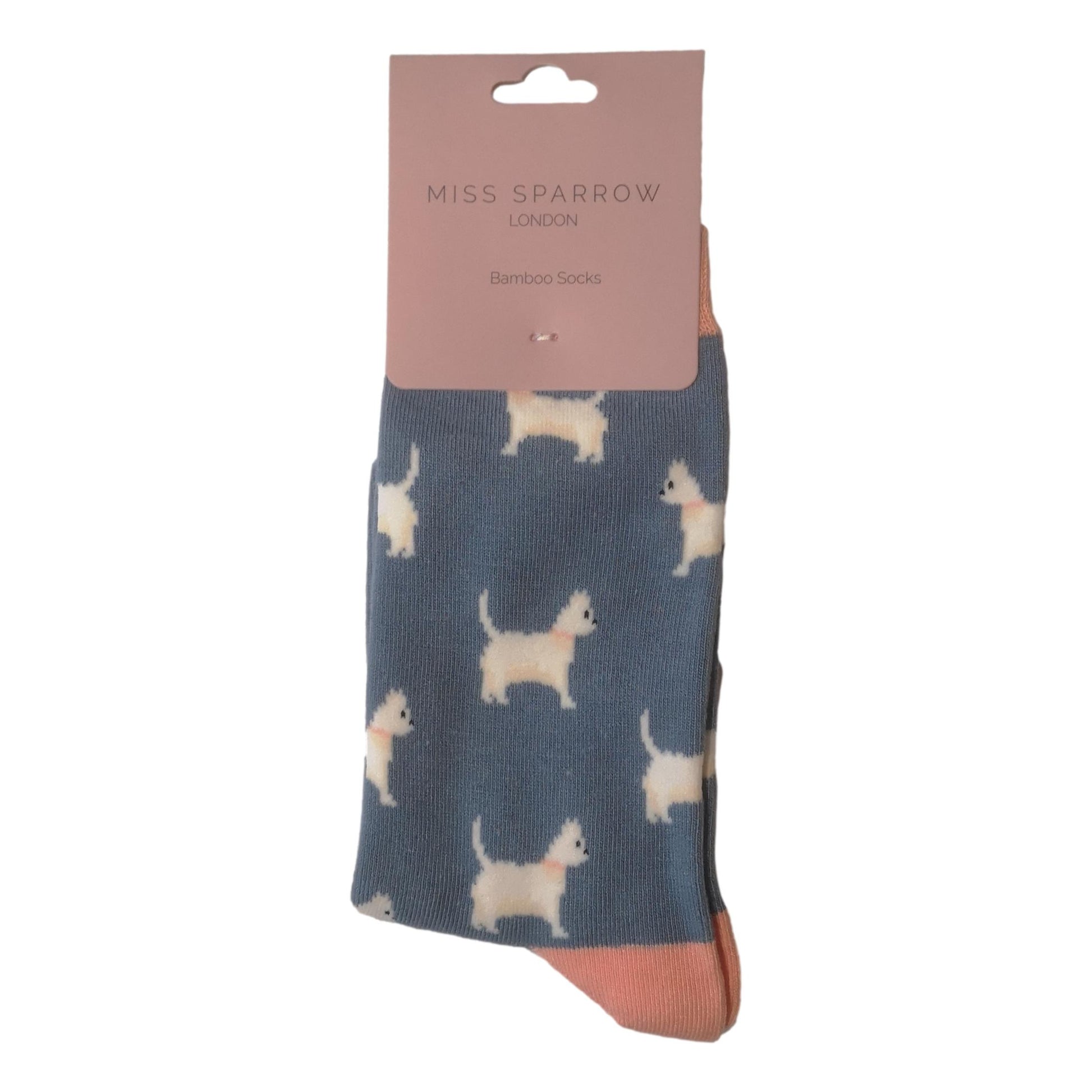 Cute Scottie Dog Denim Blue Womens Novelty Ankle Socks Adult One Size image 1