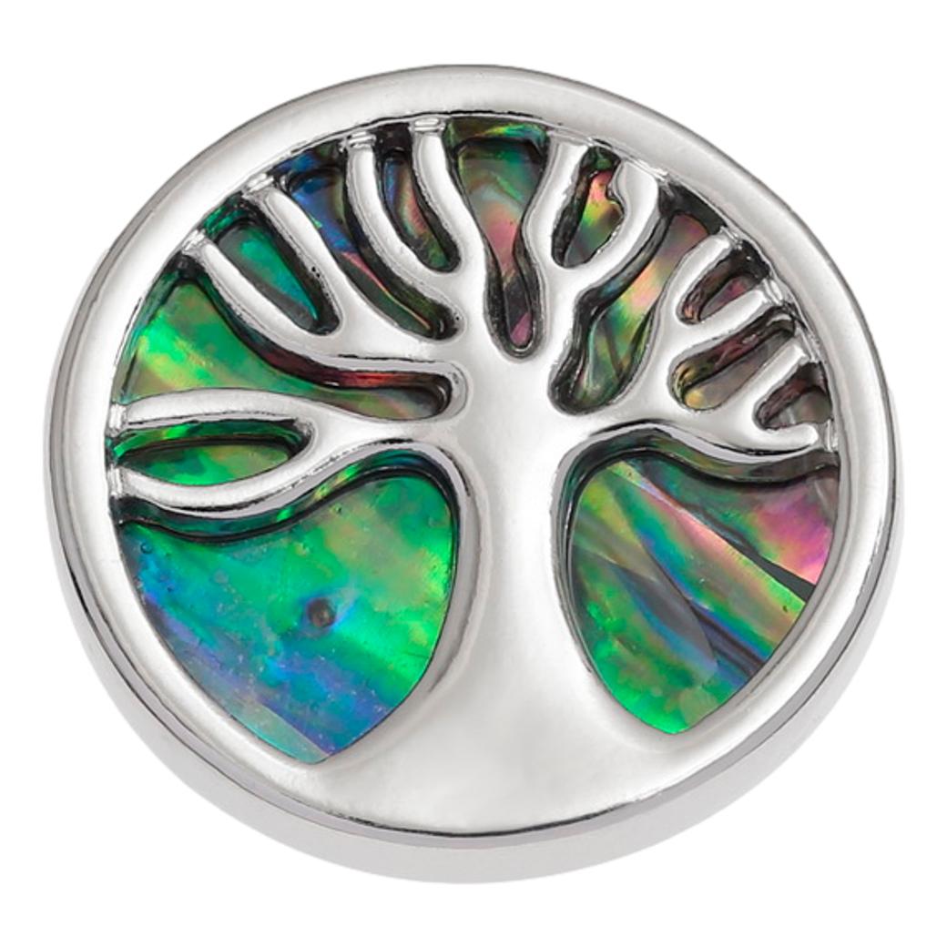 Tree of Life Paua shell rhodium-plated pin badge image 0