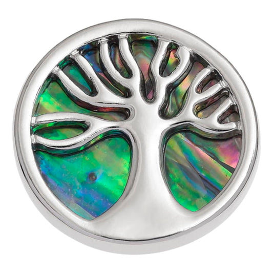 Tree of Life Paua shell rhodium-plated pin badge image 0