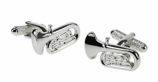 Tuba silver-plated torpedo cufflinks in padded gift box image 0