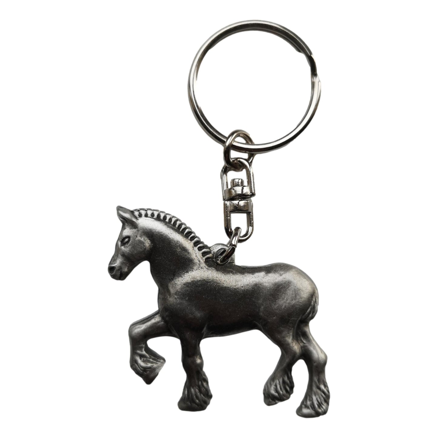 Shire Horse pewter metal keyring image 0