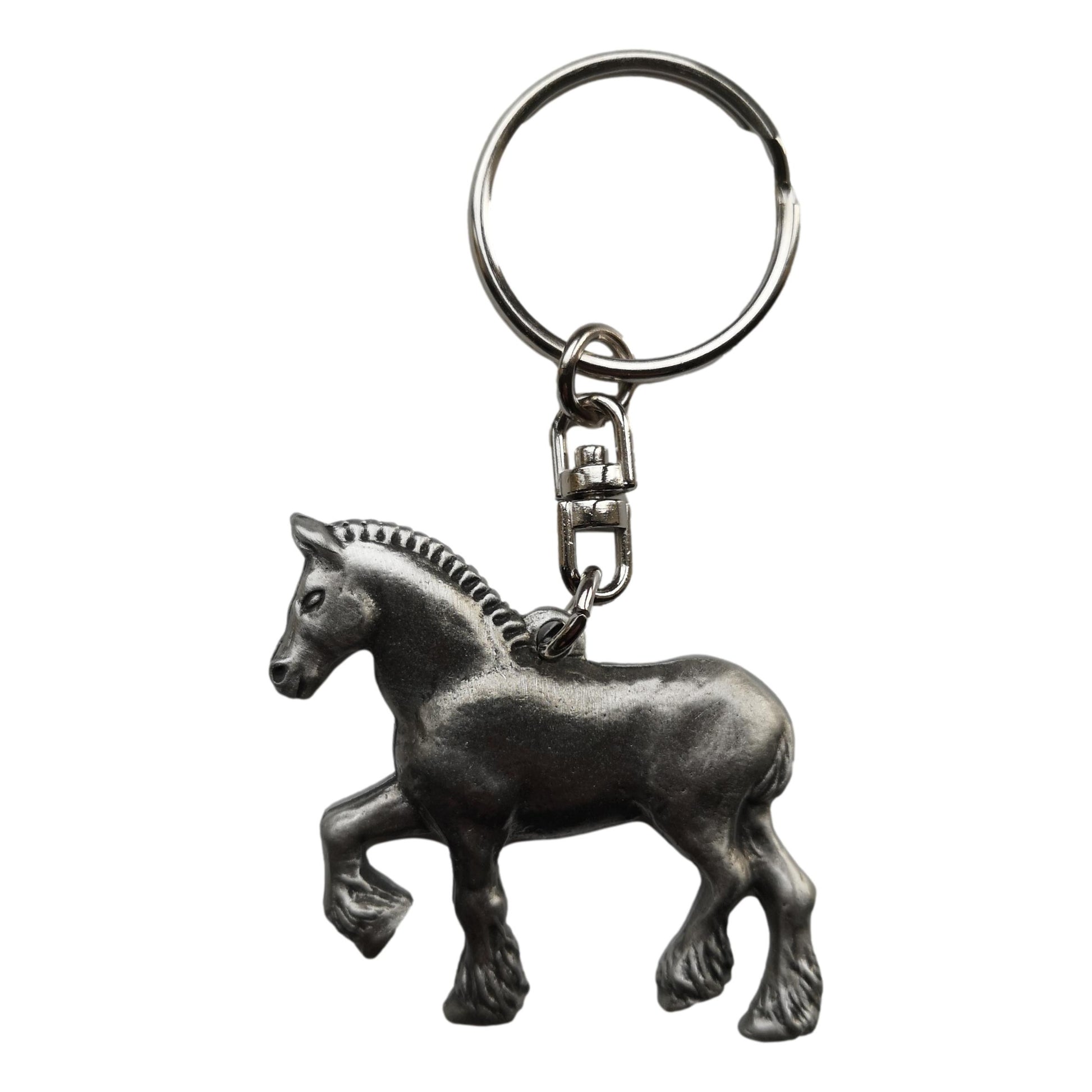 Shire Horse pewter metal keyring image 0