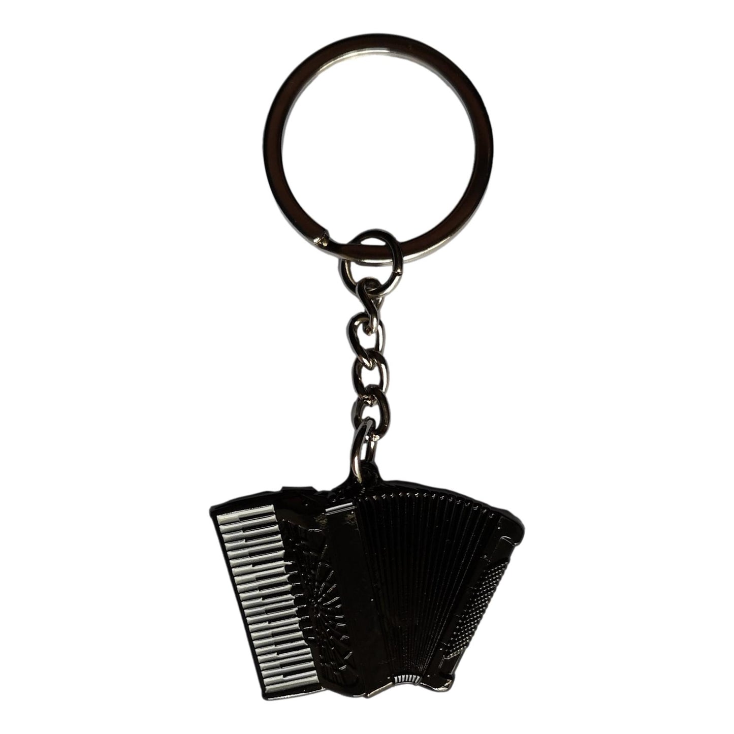 Black Accordion shaped silver-plated keyring musician gift image 0