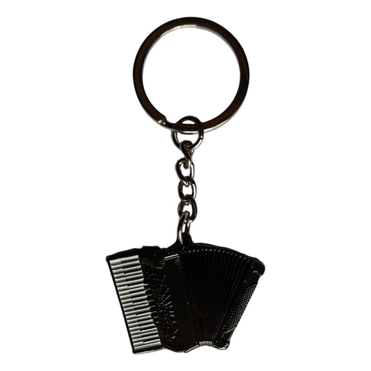 Black Accordion shaped silver-plated keyring musician gift image 0