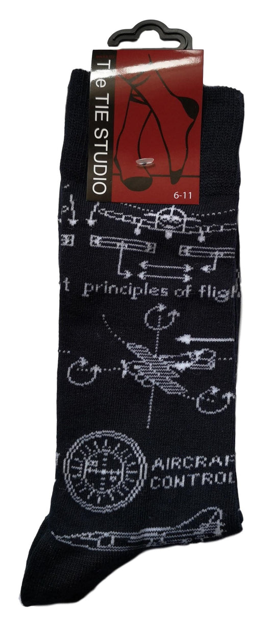 Principles of Flight Aviation Aircraft Control Unisex Socks Adult Size 6-11 image 0