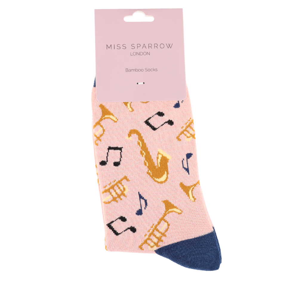 Jazz Band on Dusky Pink Womens Novelty Ankle Socks Adult One Size image 3
