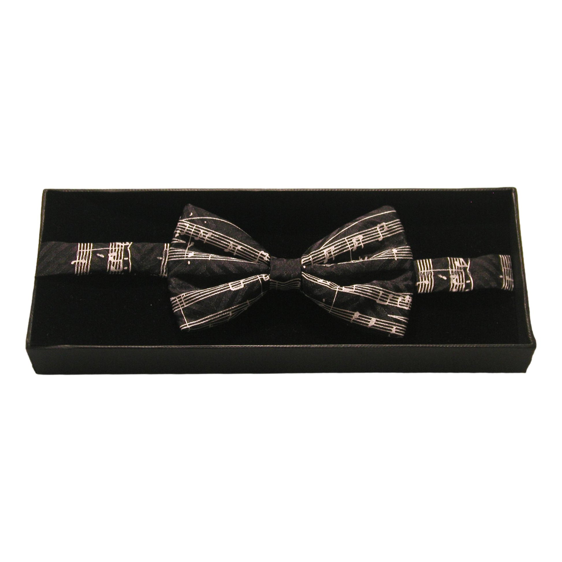 Music Stave Black Fancy Silk Bow Tie image 0