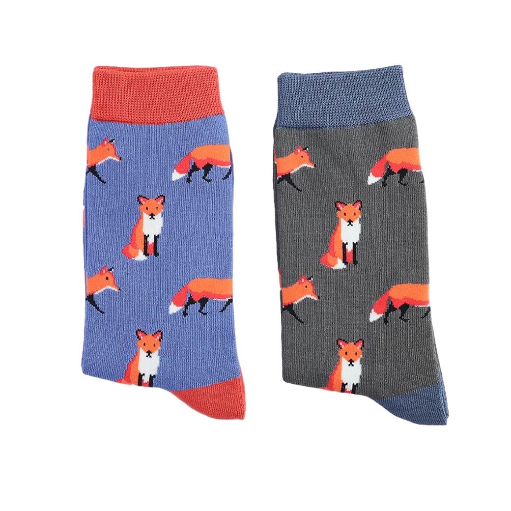 Foxes Rust Grey Mens Novelty Ankle Socks Adult One Size image 2