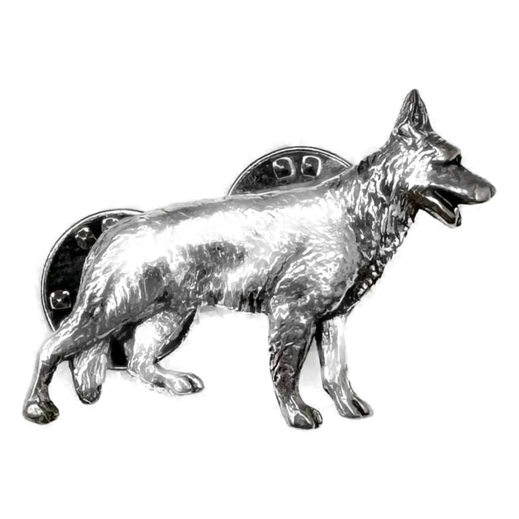 German Shepherd Dog polished pewter metal lapel pin badge image 0