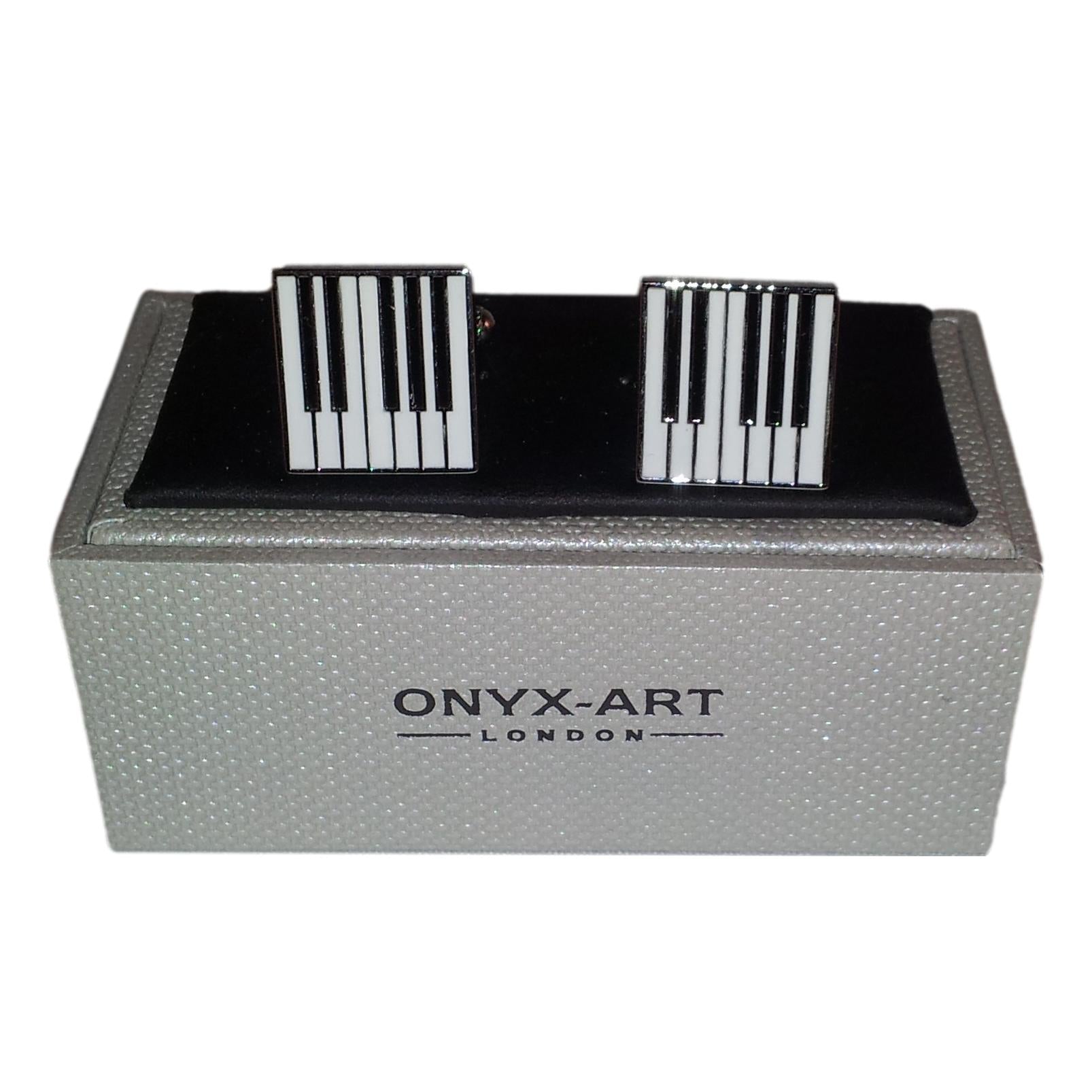 Piano Keyboard Square Silver-plated cufflinks image 1
