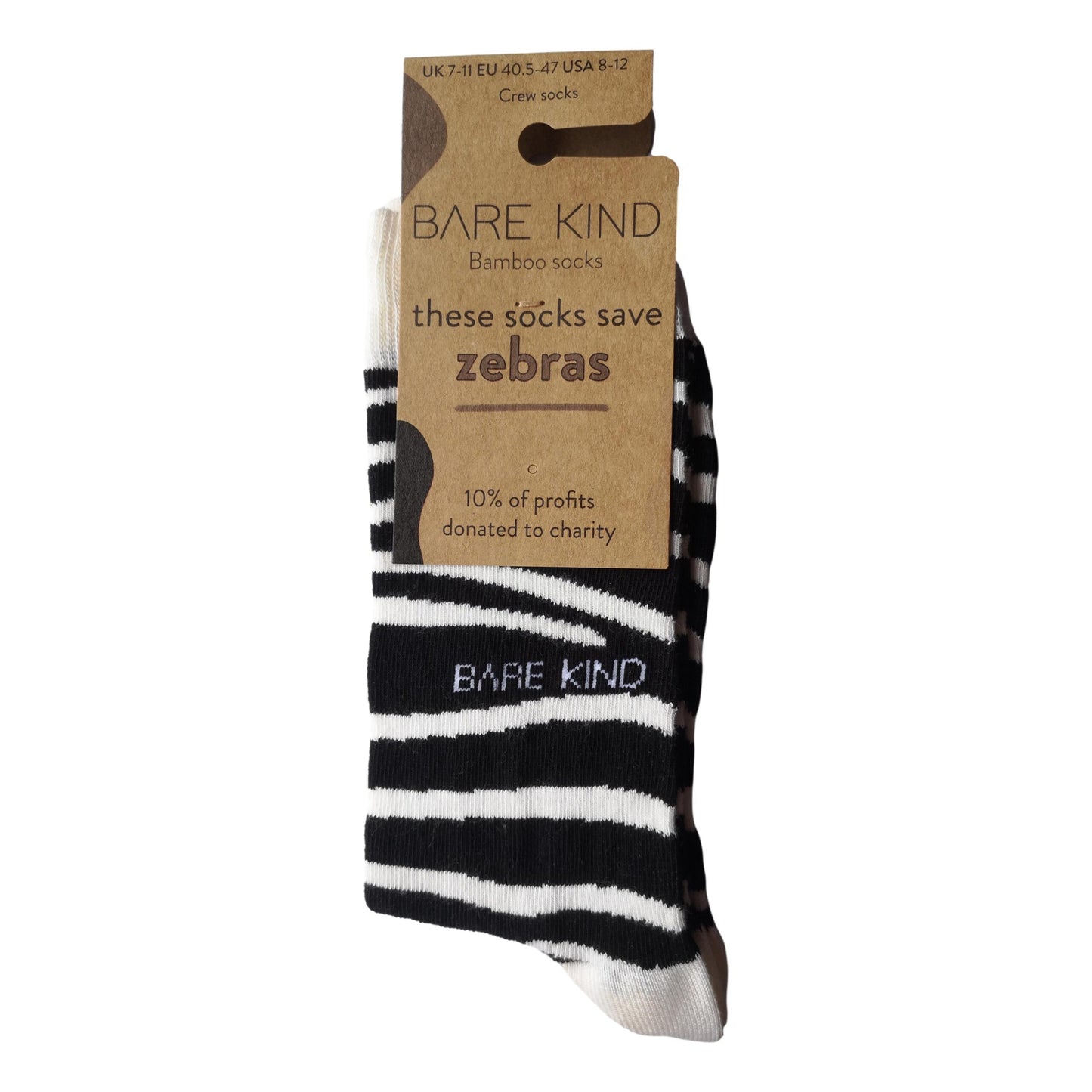 Save The Zebra Black and White Print Unisex Novelty Ankle Socks Adult UK Size 7-11 image 1