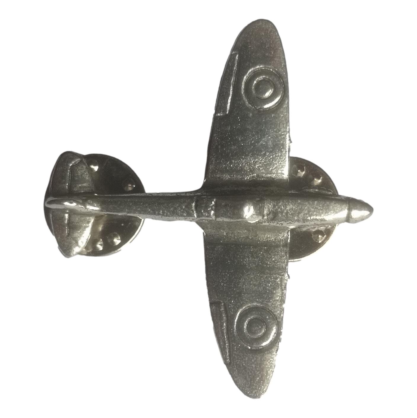 Spitfire Fighter Plane polished pewter metal lapel pin badge image 1
