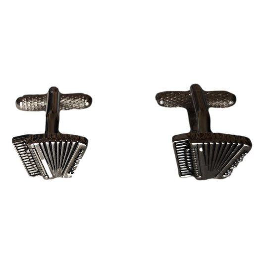 Accordion rhodium-plated torpedo cufflinks in padded gift box image 0