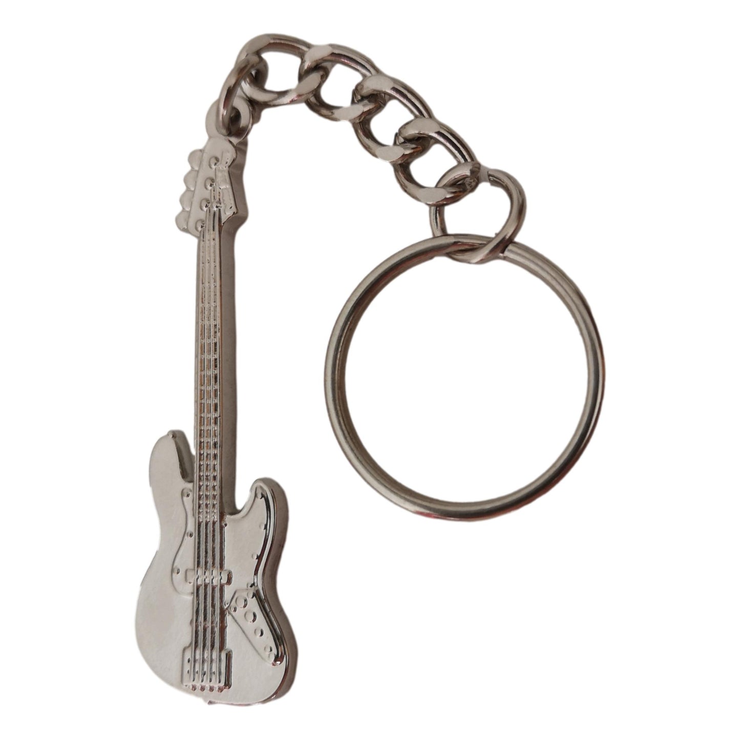 Bass Guitar polished silver-plated keyring image 0