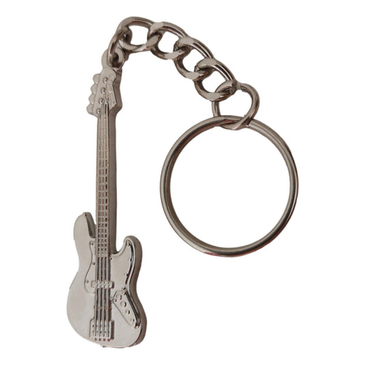 Bass Guitar polished silver-plated keyring image 0