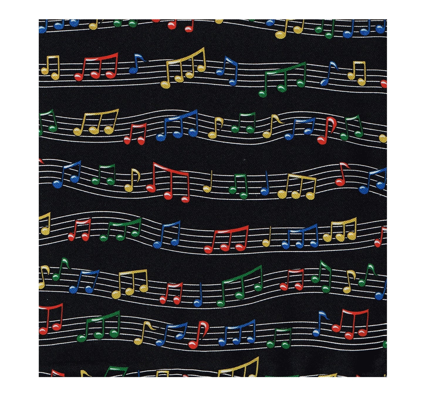 Coloured Music Staves on black 100% Silk Handkerchief image 1