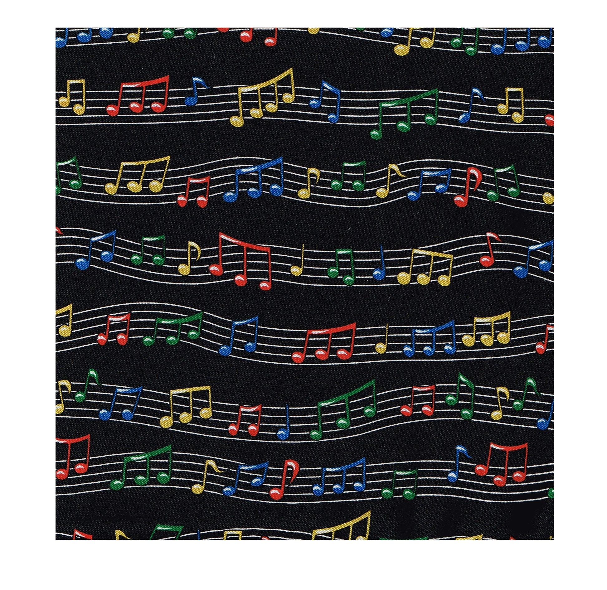 Coloured Music Staves on black 100% Silk Handkerchief image 1