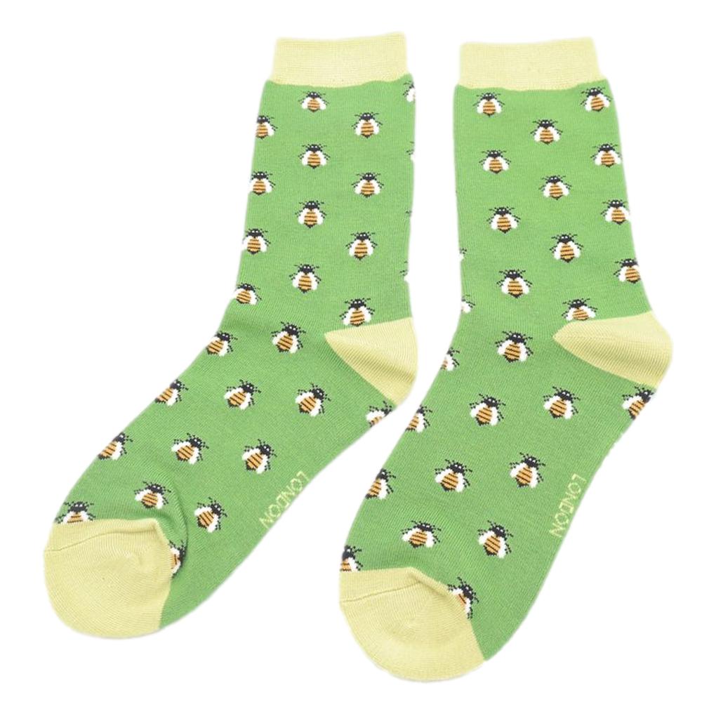 Honey Bees on Green Ladies Novelty Ankle Socks Adult One Size image 0