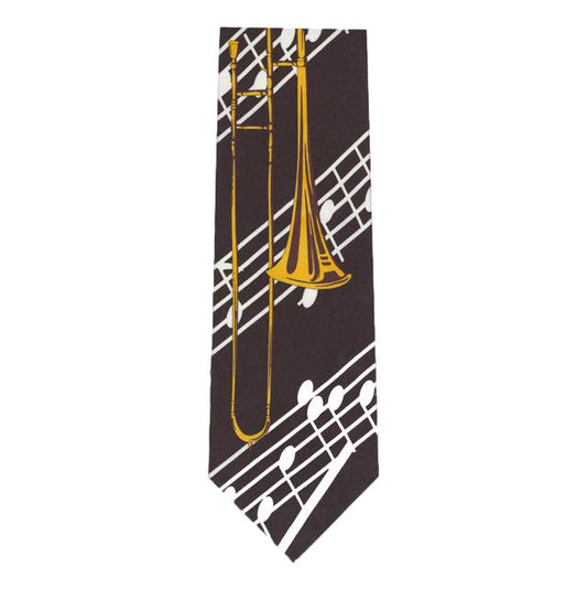 Gold Trombone Polyester Novelty Tie Student Teacher Musician Gift image 0