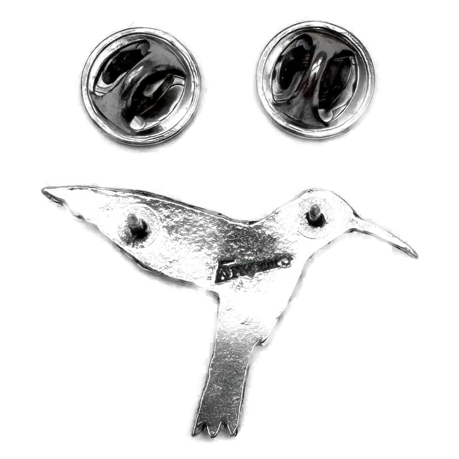 Hummingbird polished pewter metal lapel pin badge image 3